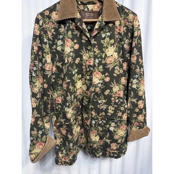 VINTAGE 90s RALPH LAUREN JEANS Floral Jacket Chore Countryside Barn Coat Size Sm - Picture 1 of 8